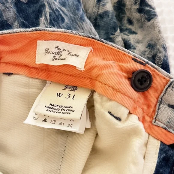 SCOTCH & SODA DARK INDIGO SPLATTER TIE-DYE WHITE DENIM SHORTS sz 31 DISTRESSED - Picture 7 of 7